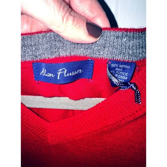 NWT Merino Wool Lightweight Alan Flusser Red VNeck Sweater Vest XL Preppy Office - Picture 4 of 9